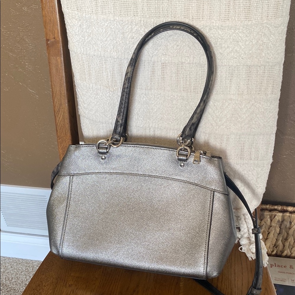 COACH Brooke Silver Snake Print Leather Handbag / Crossbody - Picture 6 of 15